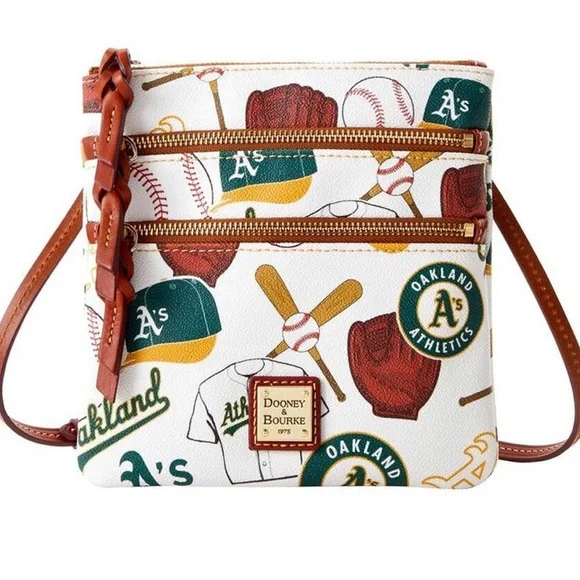 Dooney & Bourke Athletics Triple-Zip Crossbody Bag - White and Brown - Picture 3 of 11